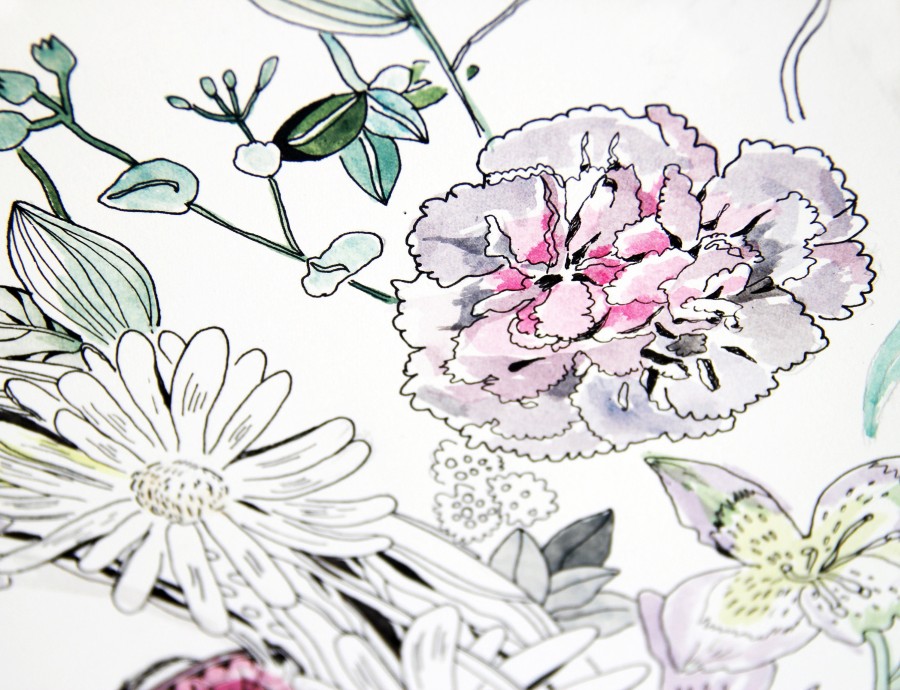 Garden vibes print/ A5 / A girl and basket of goodies illustration